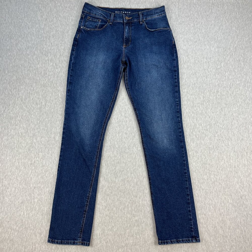 Mott & Bow Boyfriend Jeans Womens 29x32 (Fits 31x33) Blue Denim Fading Stretch